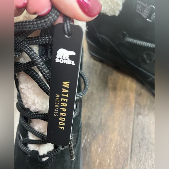 New Sorel Women's Evie Cozy Lace Wedge Boot, Size 9.5, Faux Sherpa Collar - Picture 9 of 14